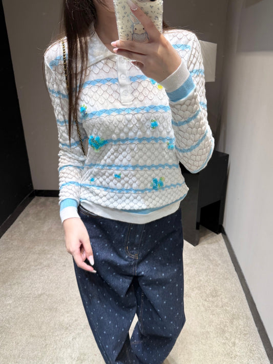 Dio Blue Striped Long Sleeve
