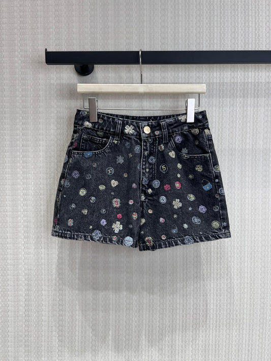 Cha graffiti denim shorts