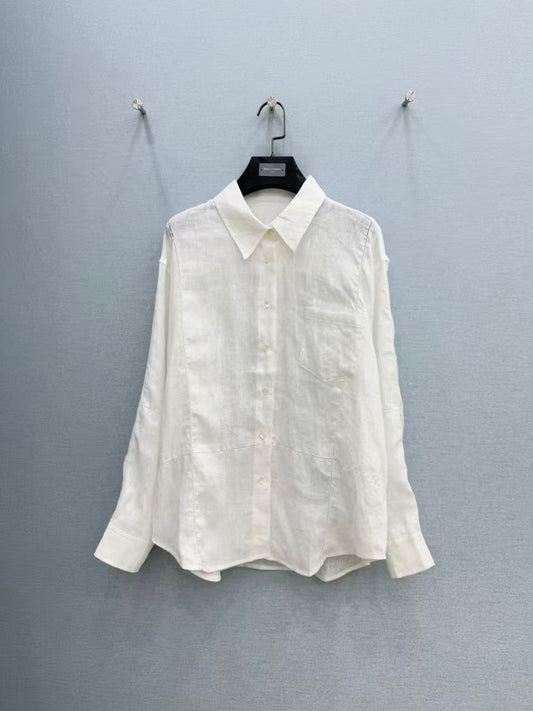 Dio  Linen Blend Button-Up Long Sleeve Shirt