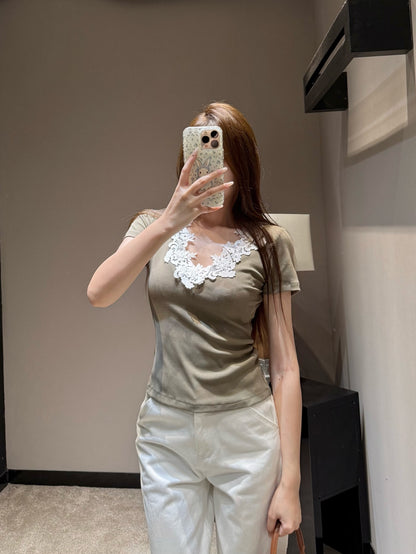 Dio  Ribbed Short Sleeve Top