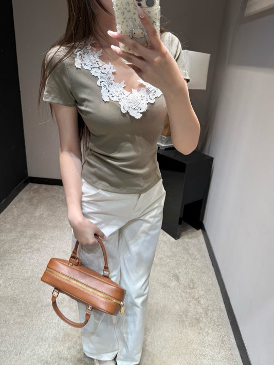 Dio  Ribbed Short Sleeve Top