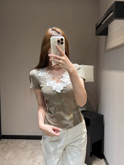 Dio  Ribbed Short Sleeve Top