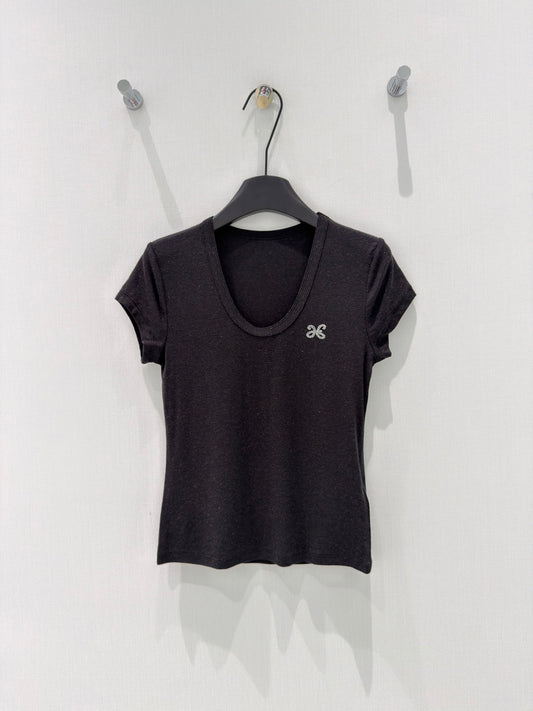 Pra Rhinestone logo crop tee