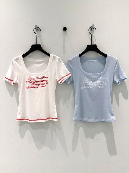 Dio Vintage script embroidered crop tee