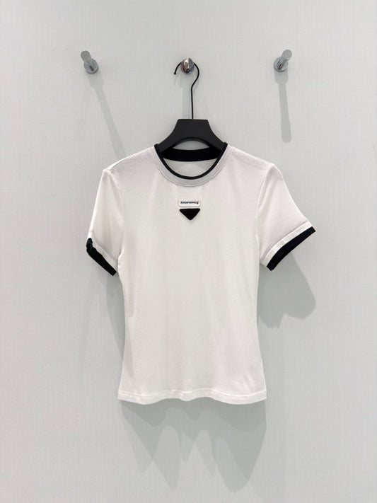 Pra Ribbed mock layer crop tee