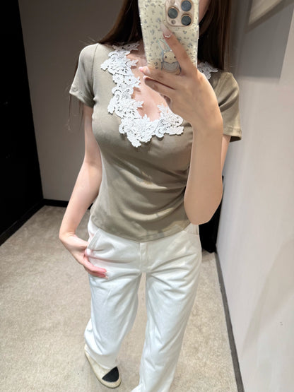 Dio  Ribbed Short Sleeve Top